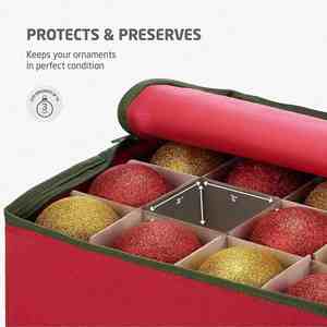 Boîte de rangement pour décorations de Noël, 128 accessoires, boîte de rangement pour ornements de Noël avec double fermeture éclair - Product Image 5