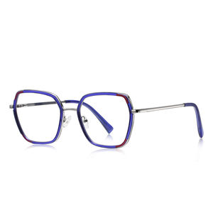 Monturas de ojos redondas cuadradas a la moda para mujer, gafas con lentes antiluz azul, gafas elegantes para ordenador, gafas ópticas de Metal TR 90 - Product Image 2