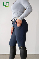 Nouveaux pantalons d'équitation en silicone bleu marine RTS pour femmes, collants d'équitation, jodhpurs, leggings d'équitation avec poche