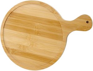 Bandeja <span class=keywords><strong>de</strong></span> Bambú para Pizza con Textura Clara, Asa Curva, Plato Redondo para Servir Pizza en Casa (10 Pulgadas para Pizzas <span class=keywords><strong>de</strong></span> 9 Pulgadas) - Product Image 4