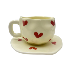 <span class=keywords><strong>Tazas</strong></span> de Café de Porcelana con Estampado de Corazón Pintado a Mano, Irregulares y Lindas, con Platillo y Bandeja, Juego de <span class=keywords><strong>Tazas</strong></span> <span class=keywords><strong>para</strong></span> Té de la Tarde, Taza <span class=keywords><strong>para</strong></span> <span class=keywords><strong>Parejas</strong></span> - Product Image 6