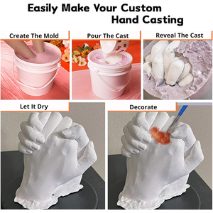 Chất lượng cao các cặp vợ chồng Kích thước alginate bột cầm tay đúc kit tự làm thạch cao tay khuôn DIY Tay Đúc Kit - Product Image 6
