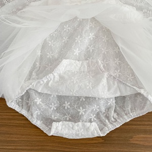 Combinaison en tulle à manches bouffantes blanches avec nœud pour bébé fille, robe de princesse d'été - Product Image 2