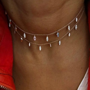 Rose Gold Plated Turkish Jewelry Cute Lovely Tiny Enamel Evil Eye Charm LONG <strong>Y</strong> Lariat <strong>Necklace</strong> - Product Image 2