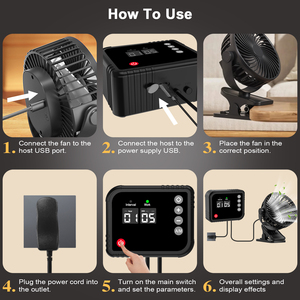 Ventilador oscilante con clip, pantalla digital, rotación de 360°, control de temporizador eléctrico, ventilador de refrigeración para invernadero, para espacios de cultivo de plantas en interiores. - Product Image 5