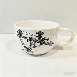 Mug à café en céramique fait main - Design d'arc à poulies de tir à l'arc peint à la main - Cadeau de vacances parfait - Product Image 2