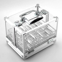 Boîte à jetons de poker QINLONG QL-PC-600 avec acrylique et aluminium, boîte à 600 jetons, 6 supports, écologique, durable pour le poker/le casino