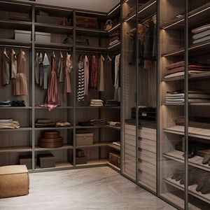 Armoires de dressing modernes minimalistes de style italien, meubles de chambre à coucher, organisateur de vêtements <span class=keywords><strong>avec</strong></span> <span class=keywords><strong>porte</strong></span> en verre et éclairage LED - Product Image 6