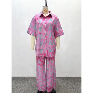 Nuovo Set Due Pezzi 2026 da Donna <span class=keywords><strong>Taglie</strong></span> Forti: Camicia con Colletto Stampa Africana Vestibilità Ampia e <span class=keywords><strong>Pantaloni</strong></span> Palazzo a Vita Alta a Gamba Larga - Product Image 6