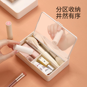 <b>Makeup</b> Organizer With Mirror And <b>Drawers</b> For Desktop Storage White Color - Product Image 1