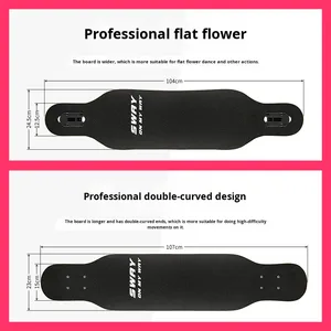 Skateboard Longboard Professionale a Quattro Ruote con Doppio Rocker per Ragazze, Tavola da Danza per Principianti Bambini, Deck in PU 104cm - Product Image 2