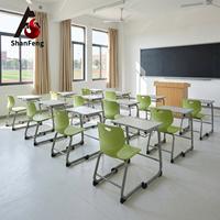 Chaises d'écolier empilables en plastique PP durable à prix abordable, avec structure métallique mobile, certifiées CE pour salles de classe