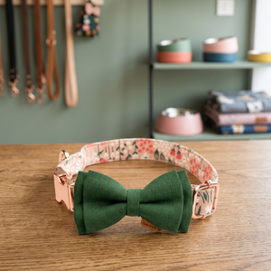 Modern Luxury Elegant Pink Candy <b>Dog</b> Collar Removable Bow Tie Personalized Floral Pattern Soft Breathable Adjustable <b>Lights</b> - Product Image 2