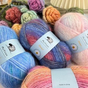 Trung bình dày Chenille sợi tay dệt kim móc áo len mũ khăn bó hoa búp bê chăn chủ đề thiết lập phần dài nhuộm đám mây bánh - Product Image 2