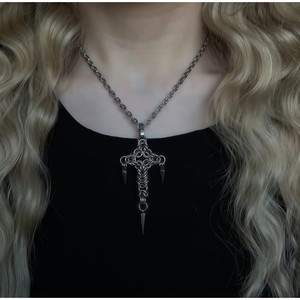 Collier Croix Gothique Fait Main Luowei Unisexe Style Hip Hop Sombre Pendentif Tendance Personnalisé Bijoux - Product Image 1