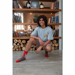 Statue Liberty Art <b>Socks</b> Colorful Breathable Spandex Polyester One Daily Jacquard Design for Gift Available White Red <b>Brown</b> - Product Image 3