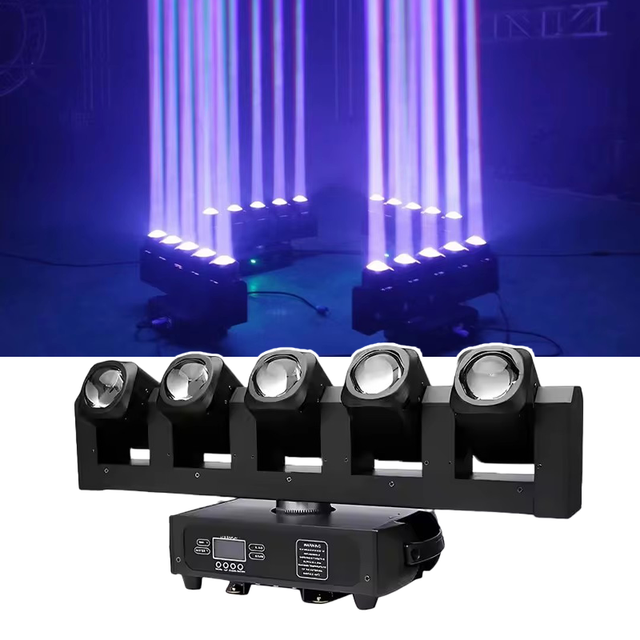 AOPU 5 Head Moving Beam Lights 5 X 40W 4 in 1 RGBW and 6 X 20W White COB LED Beam Moving Head Light for Wedding Party Concert