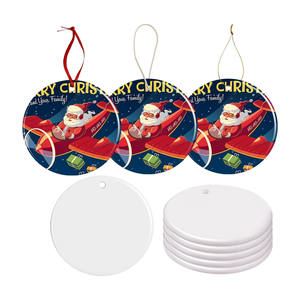 Decoración navideña DIY ocasional Adornos navideños de cerámica personalizados en blanco para sublimación - Product Image 1