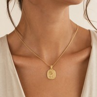 Collier pendentif fleur rose en acier inoxydable plaqué or 18 carats, style vintage français, prêt à être expédié en gros
