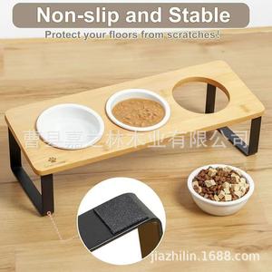Support surélevé pour gamelles de chat en bambou, couleur naturelle, pour intérieur - Product Image 4