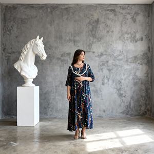 Vestido Abaya de Poliéster Estampado para Mujeres Musulmanas - Abaya Elegante Personalizada de Lujo, Proveedor Mayorista OEM ODM - Product Image 2