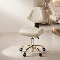 Tabouret de beauté roulant réglable avec dossier en cuir PU, chaise de technicien de salon pour spa, manucure, coiffure et salon de beauté