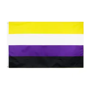 Bandera del orgullo no binaria de 3x5 pies, bandera grande LGBTQ NB con arandelas de latón para eventos