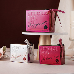 Cajas <span class=keywords><strong>de</strong></span> Papel Plegables Personalizadas con Textura <span class=keywords><strong>de</strong></span> Relieve Plateado y Dorado, Laminación Brillante, Cintas y Lazos, para Regalos - Product Image 3