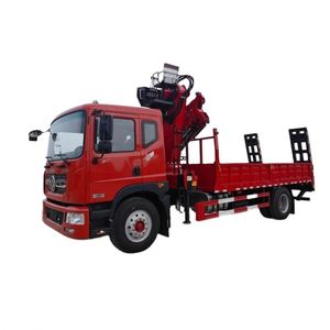Camión Grúa de Brazo Plegable Dongfeng D9 de 8 Toneladas, Vehículo de Plataforma Plana para Elevación y Transporte en Ingeniería - Product Image 1