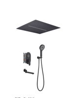 Panneau de douche à effet pluie en laiton thermostatique à 3 voies de luxe Pommeau de douche de plafond SPA cascade avec robinets de dérivation Motif de pulvérisation de pluie