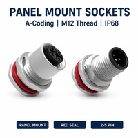 Konektor Sirkular Tahan Air M12 a B Coding IP68 5A UL94-V0 Steker Jantan Betina Soket Panel Mount untuk Otomasi Industri Robot