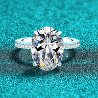 Bague en argent S925 originale avec moissanite ovale de 10 carats (10*14mm) couleur D pour femme, bijoux fins de mariage