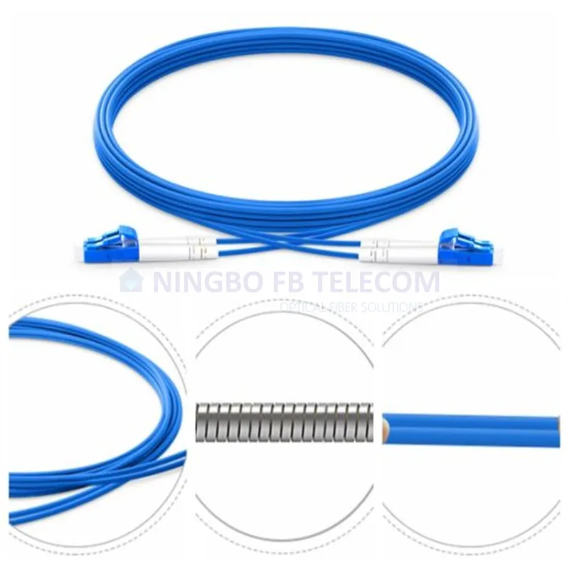 FTTH kabel Patch serat optik lapis baja LC SC/APC Jumper kabel optik serat dalam ruangan OS2 3.0mm