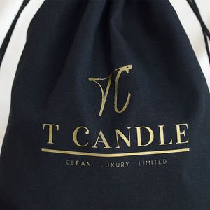 Sac à cordon personnalisé en toile de coton et lin noir avec logo doré, sac à main de haute qualité, pochette anti-poussière pour chapeau et chaussures - Product Image 5