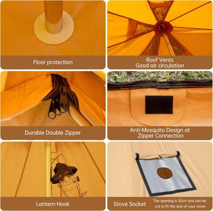Carpa Yurt de Lujo para Acampar al Aire Libre de 4 Metros, Impermeable, para 3000 mm de Lluvia, 4 Estaciones, Oxford, para 4-8 Personas, Una Habitación, Triple Capa - Product Image 5