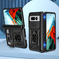 Étui de téléphone pliable 2 en 1 en TPU PC, résistant aux chocs, avec support métallique rotatif, couvercle à charnière coulissante, protection complète pour Google Pixel Fold