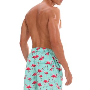 Short de bain homme imprimé flamant rose par sublimation, design personnalisé, pour garçons et adultes, idéal pour la natation, le surf et la planche. - Product Image 2
