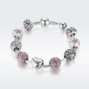 Jilina großes Loch Glas Perlen-Set hochwertige Zinklegierung DIY Boutique-Schmuck Armband Diamant Herz Anhänger Perlen-Charmantik-Anhänger