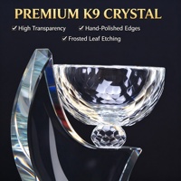 Trophée personnalisé en cristal K9 avec base noire gravée – Coupe de récompense pour cérémonies, tournois et reconnaissance