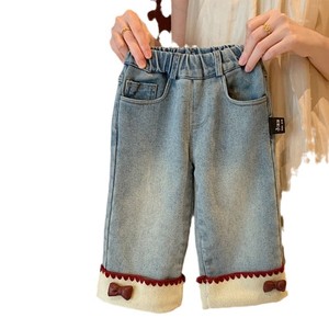 Tongxingyuan Girls Denim Shorts Fleece <b>Lined</b> Thickened Solid Color Cotton Woven Toddler Baby <b>Pants</b> - Product Image 5