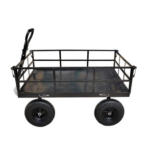 Chariot de manutention industriel et commercial à quatre roues, plateforme métallique, chariot à main, chariot de jardin en métal - Product Image 6