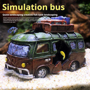 Decoraciones de paisaje acuático de resina moderna autobús coche naufragio autobús acuario ornamento plástico bajo el agua pecera decoraciones 220V - Product Image 5