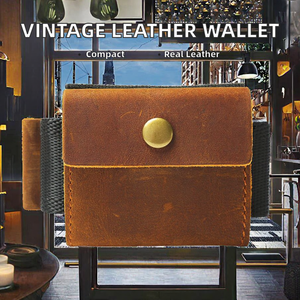 Alta calidad Vintage cuero de vaca Crazy Horse cuero genuino Mini Slim tarjetero billetera monedero portátil diseño de patrón de letras - Product Image 2