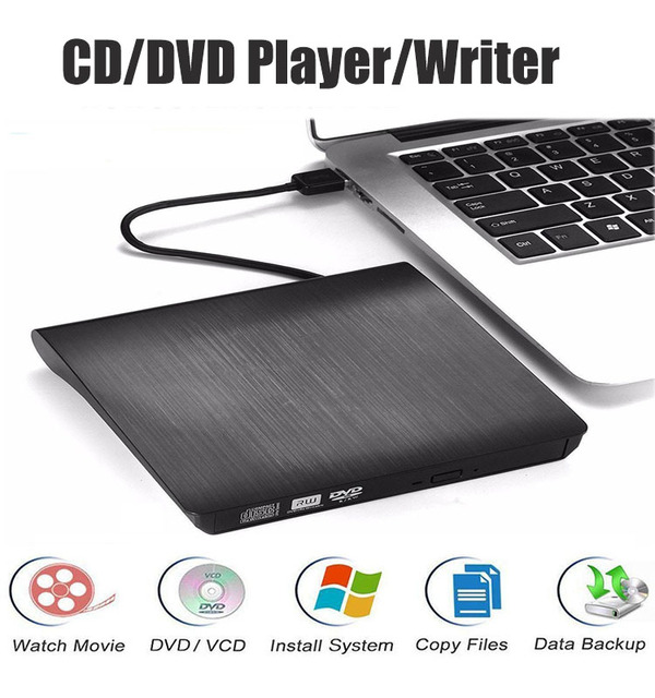 External USB 3.0 DVD-RW burner for Laptops and Desktop Computers, with a Slimline External Optical Drive