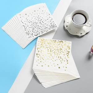 Paper Napkins 330mmx330mm Printed Golden Polka Dot For Birthday Parties Hotel Use - Product Image 1