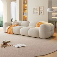 Ensemble de canapés populaires, meubles de salon, canapé moderne de luxe, design en velours doux blanc, canapé nuage élégant en tissu pour la maison