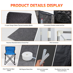 Moderna Carpa de Sauna de Vapor Acrílica Portátil de Cuerpo Completo con Generador, Control Remoto, 9 Niveles de Temperatura, para Casa, Villa, Desintoxicación y Relajación - Product Image 3