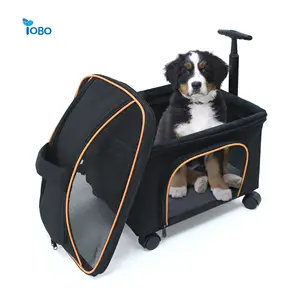 Haddeleme havayolu onaylı teleskopik kolu ve 360 tekerlekler omuz askısı pet kedi köpek seyahat taşıyıcısı