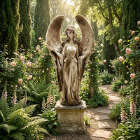 Figurine d'ange debout vintage en magnésie, bras ouverts, grandes ailes, pour décoration intérieure (église) et extérieure (jardin, commémoration) - Fabrication ODM