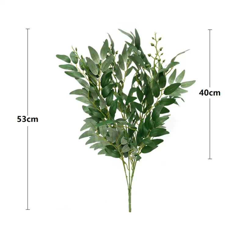 2021 Christmas Decoration Willow Leaf Branch Artificial Flower Wholesale Home Decoration White Green Willow Flower